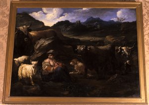 Pastora com rebanho de Philipp Peter Roos